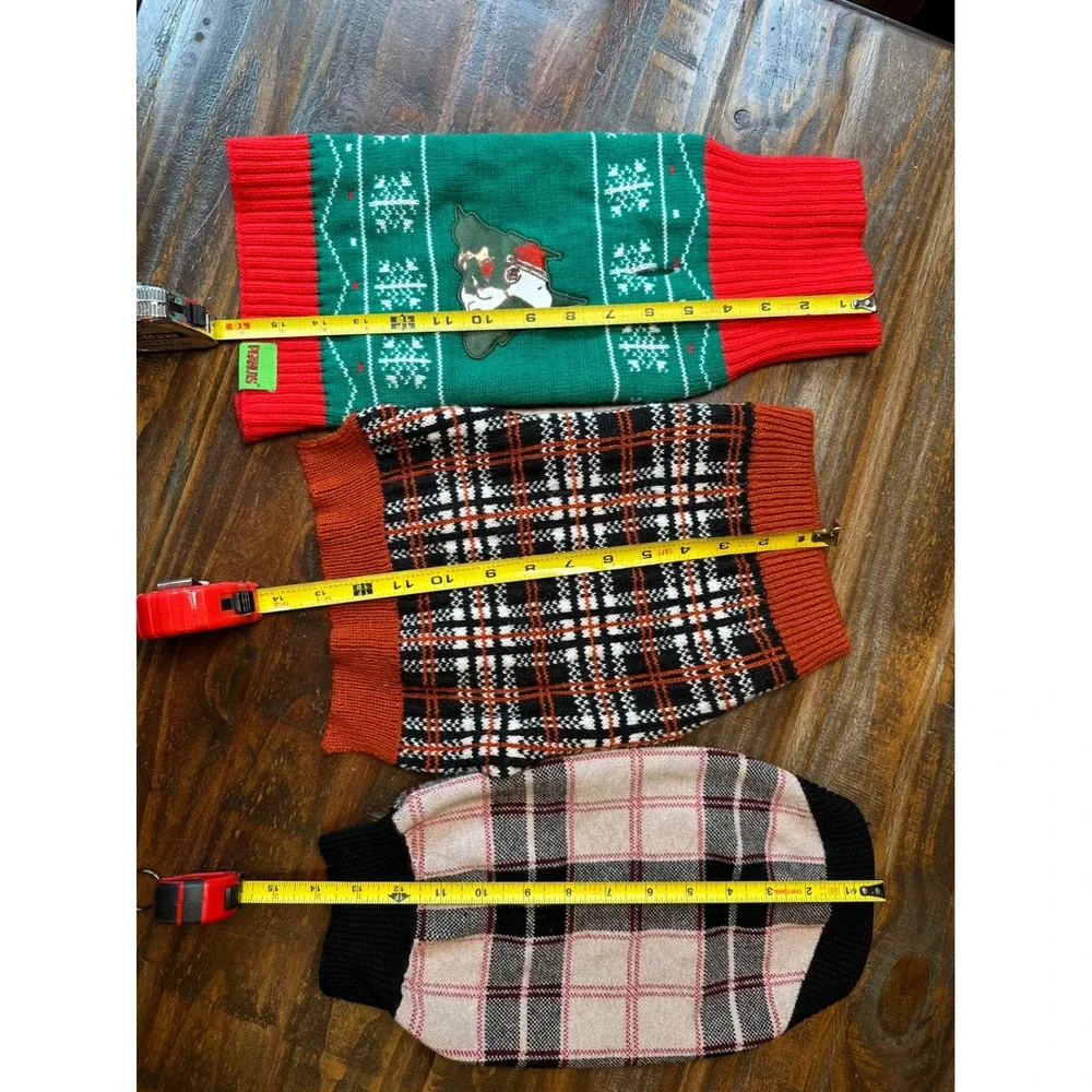 Small Dog Sweater Bundle Peanuts Snoopy Christmas Plaid Nicole Miller Set of 3 S